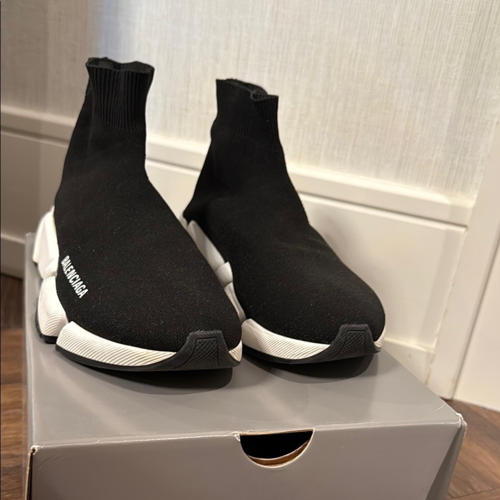 Balenciaga Black and White Sock Sneakers